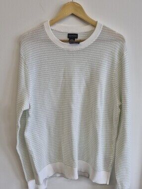 Club Monaco Men's Cream Crewneck Knit Sweater 100% Cotton